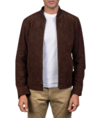 Blain Mocha Suede Bomber Jacket - Image 2