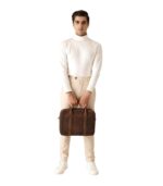 The Captain Vintage Distressed Brown Leather Briefcase - Image 2