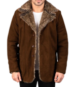 Furlong Brown Suede Leather Coat - Image 2