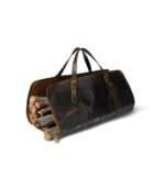 Full-Grain Brown Leather Firewood Log Carrier - Image 2