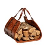 Handcrafted Cowhide Leather Firewood Carrier - Image 2