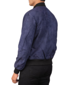 Shane Blue Suede Bomber Jacket - Image 2