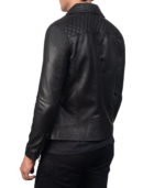 Danny Quilted Black Leather Biker Jacket - Image 2