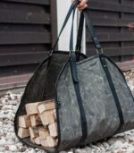 Greyish Wood Carrier With Black Strips - Image 2