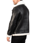 Francis Black & White Leather Bomber Jacket - Image 5