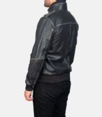Glen Street Black Leather Bomber Jacket - Image 5