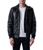 Lester Black Leather Bomber Jacket - Image 2