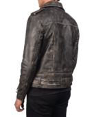 Allaric Alley Distressed Brown Leather Biker Jacket - Image 6
