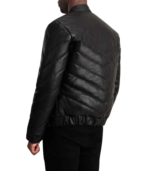 Travis Black Leather Puffer Jacket - Image 3
