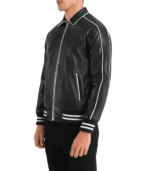 Cooper Black Leather Varsity Jacket - Image 3