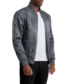 Danson Quilted Grey Varsity Jacket - Image 3