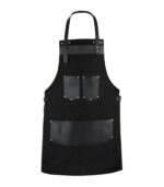 Nottinghamshire Black Canvas Apron with Leather Pocket - Image 3
