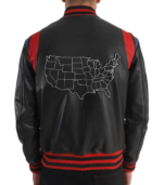 Liberte USA Black Leather Varsity Jacket - Image 3