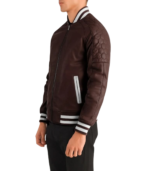 Pascal Maroon Leather Varsity Jacket - Image 3
