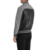 Terrance Black & Grey Leather Varsity Jacket - Image 3