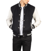 Vaxton Black & White Hybrid Varsity Jacket - Image 2