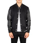 Vaxton Black Striped Hybrid Varsity Jacket - Image 3