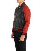 Walton Black & Red Leather Varsity Jacket - Image 3