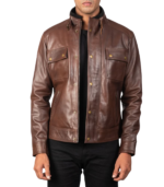 Darren Brown Leather Biker Jacket - Image 3