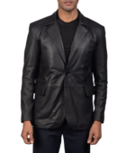 Men's Black Leather Blazer – Arne - Image 3