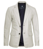 Men's White Two-Button Leather Blazer – Bo - Image 3