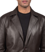 Men's Daron Brown Leather Blazer - Image 3