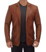 Men's Professional Two-Button Leather Blazer – Bo - Image 3