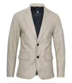Mens Sports Beige Leather Blazer - Two Button - Image 3