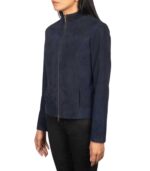 Rumella Blue Suede Biker Jacket - Image 3