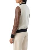 Savant White & Brown Hybrid Varsity Jacket - Image 3