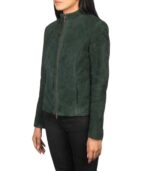 Rumella Green Suede Biker Jacket - Image 3