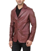 Satin Lining Men's Leather Blazer - Image 3