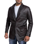 Men's Wine Black Leather Blazer – Dag - Image 3