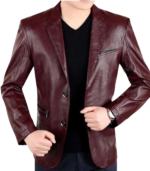 YKK Zippers Burgundy Lambskin Leather Blazer - Image 3