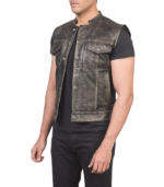 Atlas Moto Distressed Brown Leather Vest - Image 3