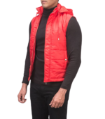 Men's Red Hooded Puffer Vest – Gustav - Image 3