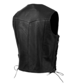 Men's Black Side-Lace Motorcycle Leather Vest – Snorre - Image 3