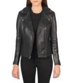 Flashback Black Leather Biker Jacket - Image 3
