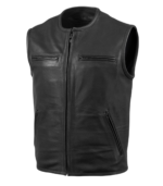 Men's Black Premium Club-Style Leather Vest – Helge - Image 3