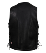 Men's Black Steerhide Motorcycle Leather Vest – Amund - Image 3