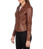 Flashback Brown Leather Biker Jacket - Image 3