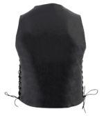 Men's Classic V-Neck Black Motorcycle Leather Vest – Odd - Image 3
