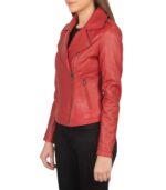 Flashback Red Leather Biker Jacket - Image 3