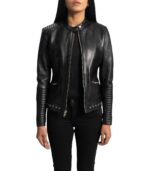 Haley Ray Black Leather Biker Jacket - Image 3