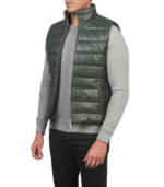 Reeves Green Leather Puffer Vest - Image 3