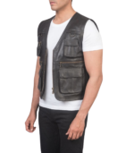 Men's Brown Safari Leather Vest – Kjartan - Image 3