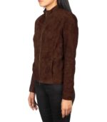 Women's Mocha Suede Biker Jacket – Liv - Image 3