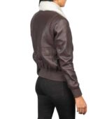 Women's G-1 Maroon Leather Bomber Jacket – Solveig - Image 3