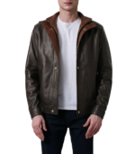 Alfred Brown Leather Bomber Jacket - Image 3