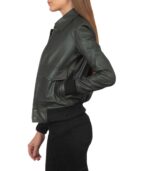 Westa A-2 Green Leather Bomber Jacket - Image 3